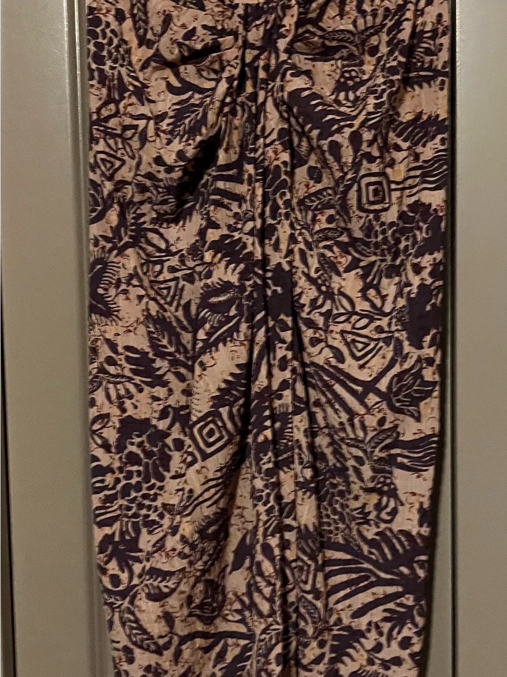Zara Beige and Plum Printed Midi Skirt